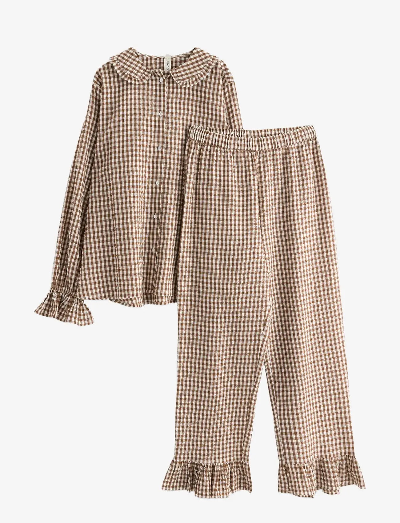 Lindex - NW Pyjama set seersucker floun - brown - 0