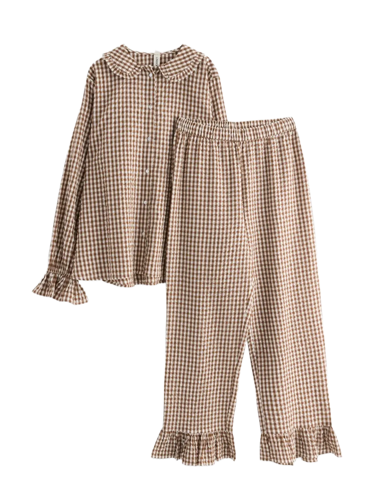 Lindex NW Pyjama set seersucker floun - Unterwäsche - BROWN / brown