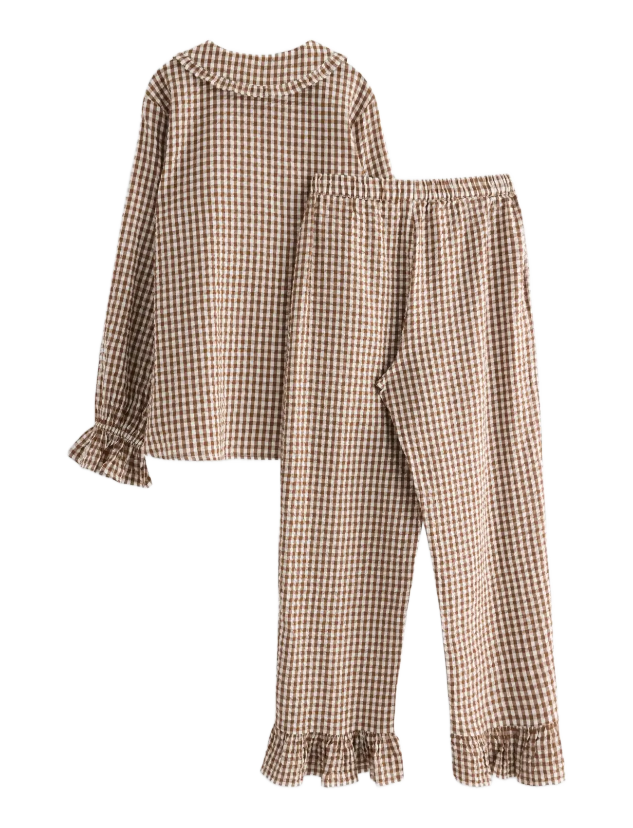 Lindex - NW Pyjama set seersucker floun - brown - 1