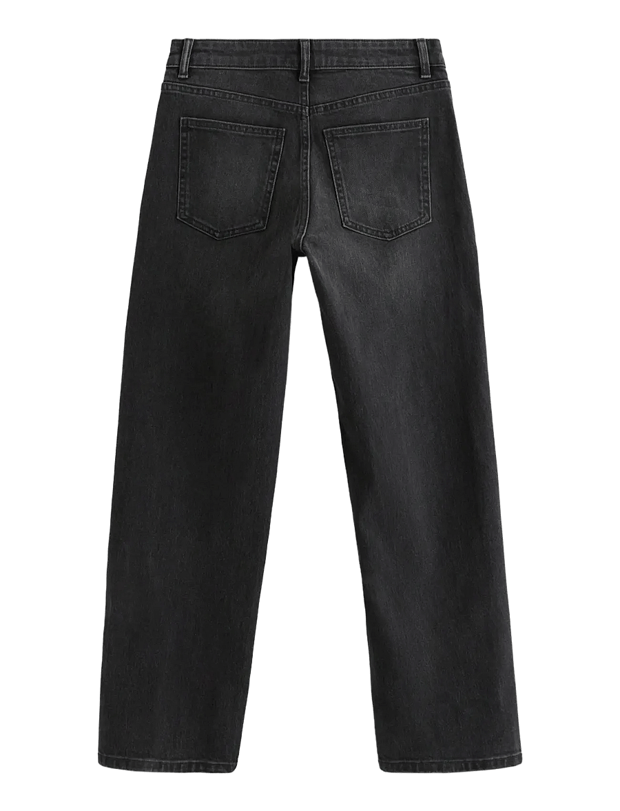 Lindex - STRAIGHT Nea cropped jeans with light stretch - raka jeans - black denim - 2