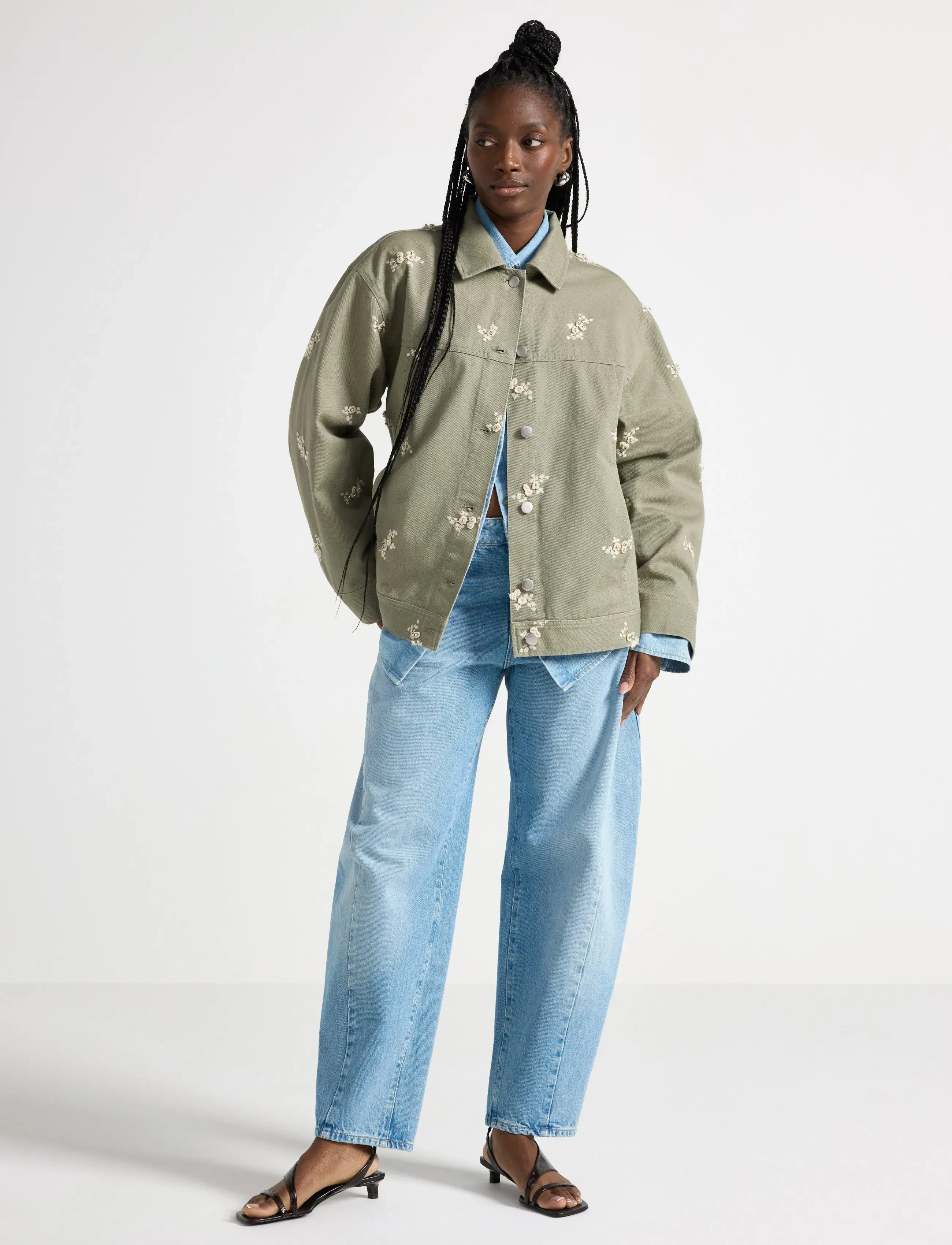Lindex Jacket with embroidery - Kampagne - LIGHT KHAKI / khaki/green