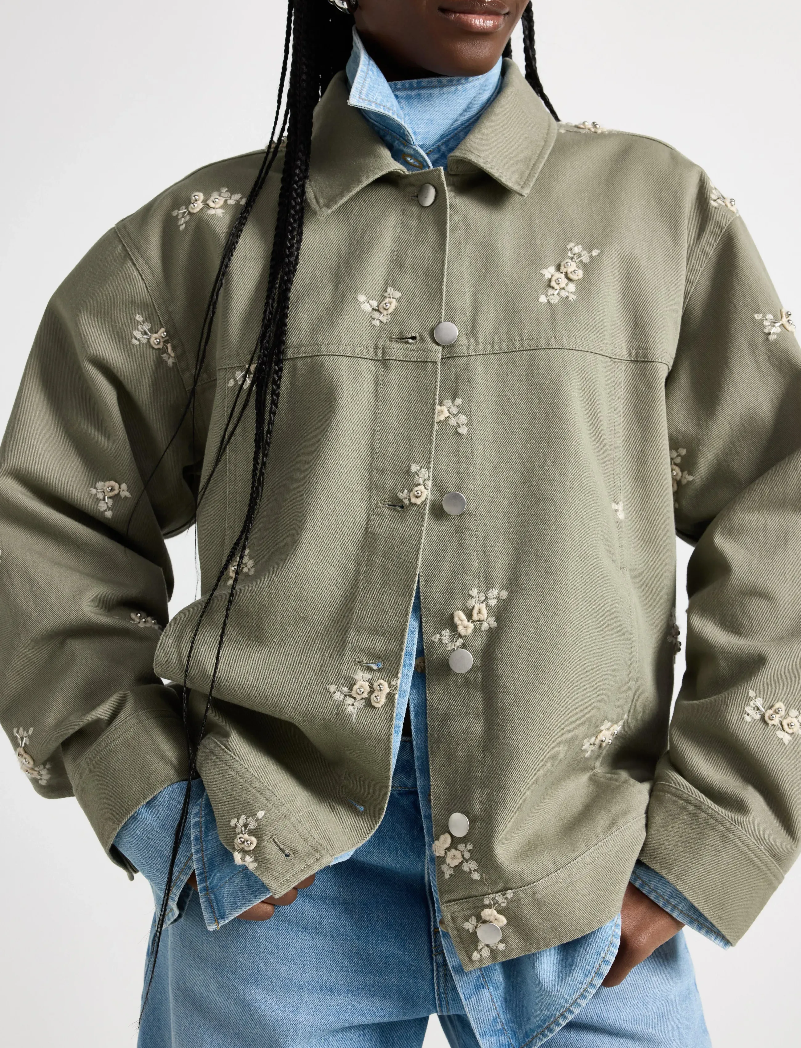 Lindex - Jacket with embroidery - utility-takit - light khaki - 4