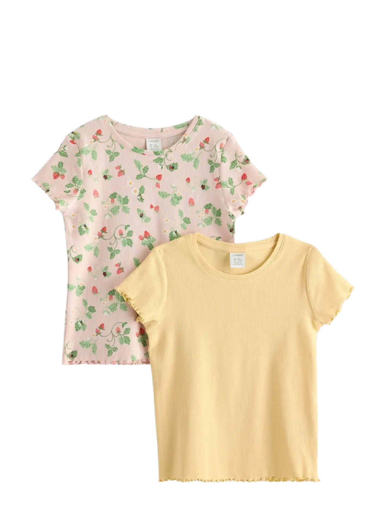 Lindex 2-pack ribbed top - Nyheter - LIGHT PINK / yellow