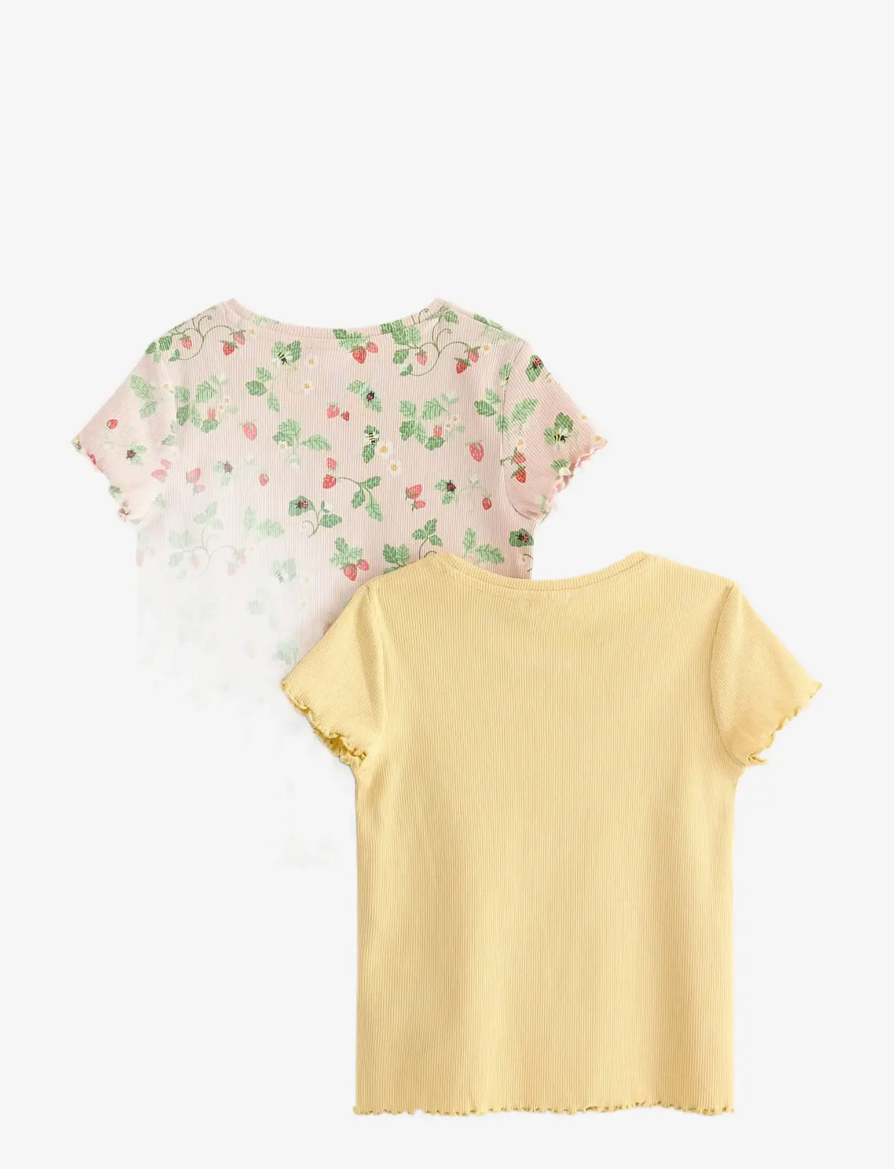 Lindex - 2-pack ribbed top - kortärmade t-shirts - light pink - 2
