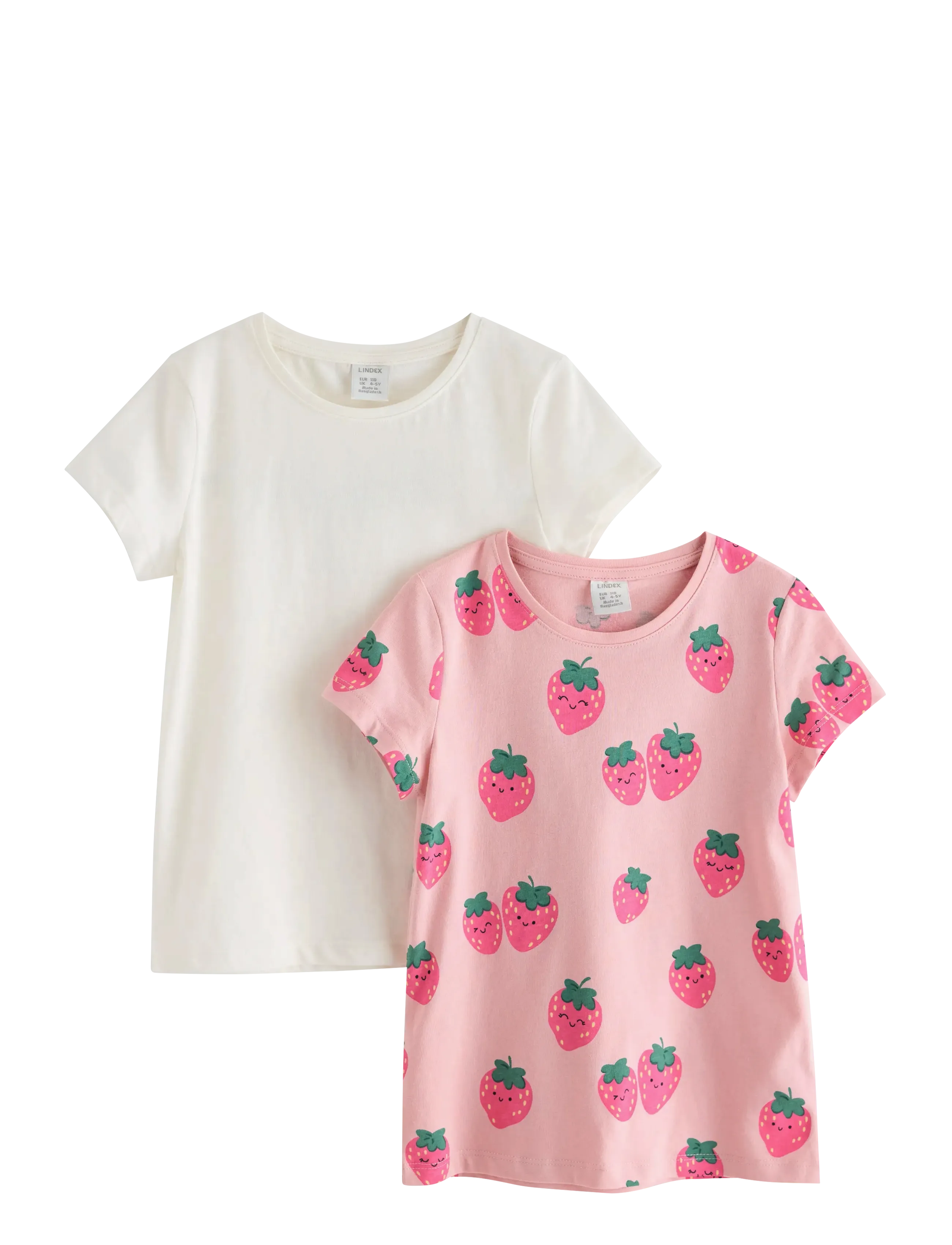 LINDEX 2-Pack Kurzärmelig Tops Cream - 122 - Kinder