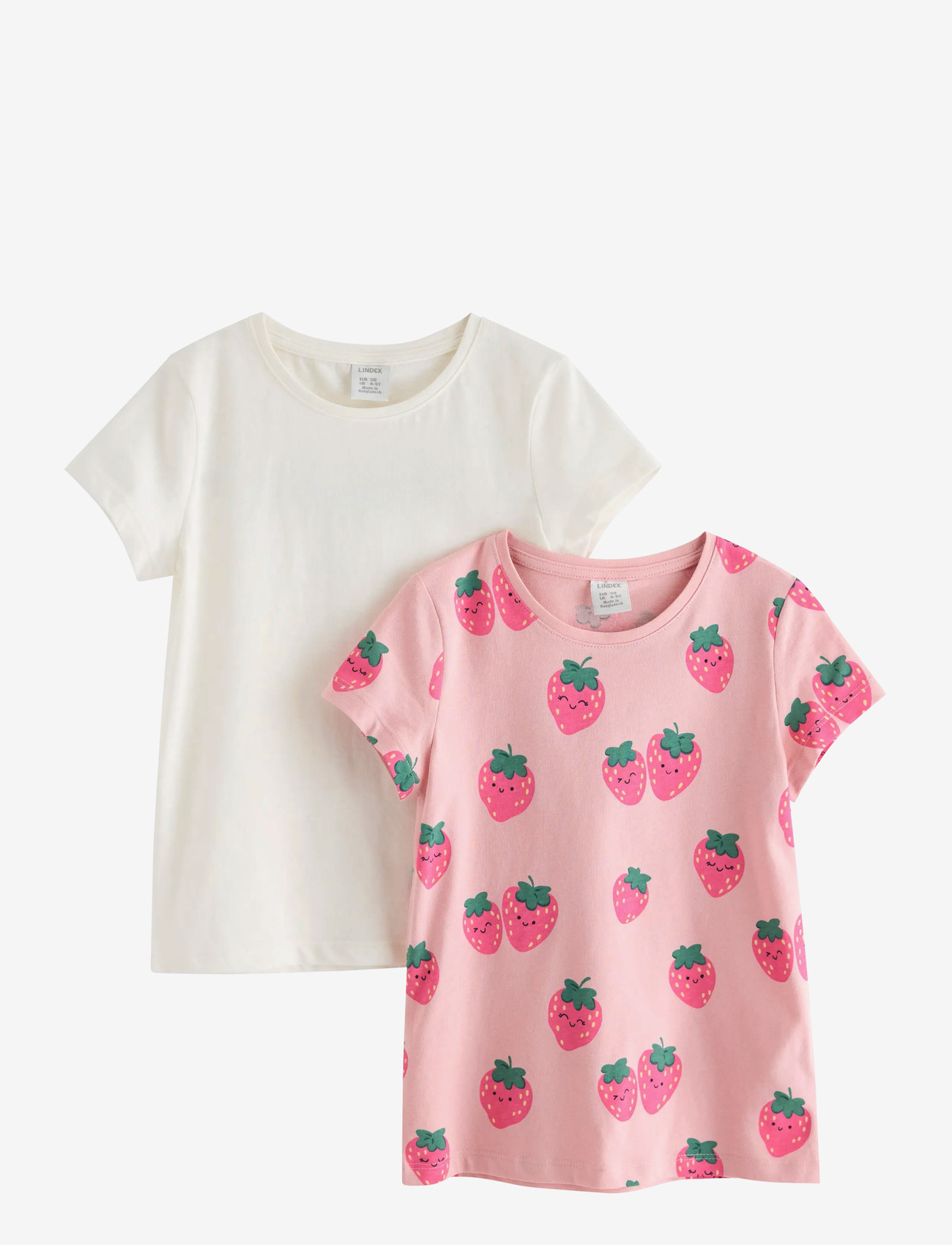 Lindex - 2-pack short-sleeved tops - kortærmede t-shirts - light pink - 1