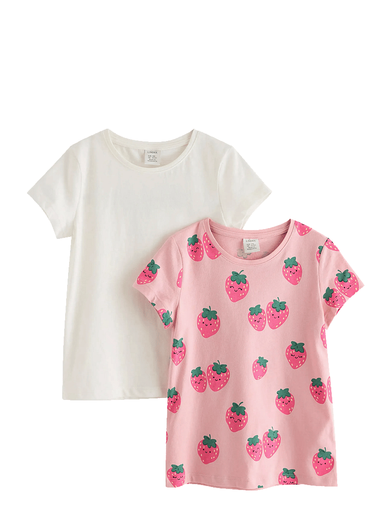 Lindex - 2-pack short-sleeved tops - lühikeste varrukatega t-särgid - light pink - 1