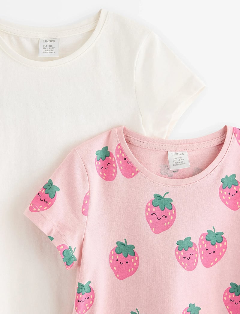 Lindex - 2-pack short-sleeved tops - lühikeste varrukatega t-särgid - light pink - 5