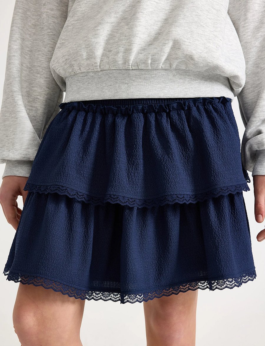 Lindex - Skirt with flounces - korte nederdele - dark blue - 4