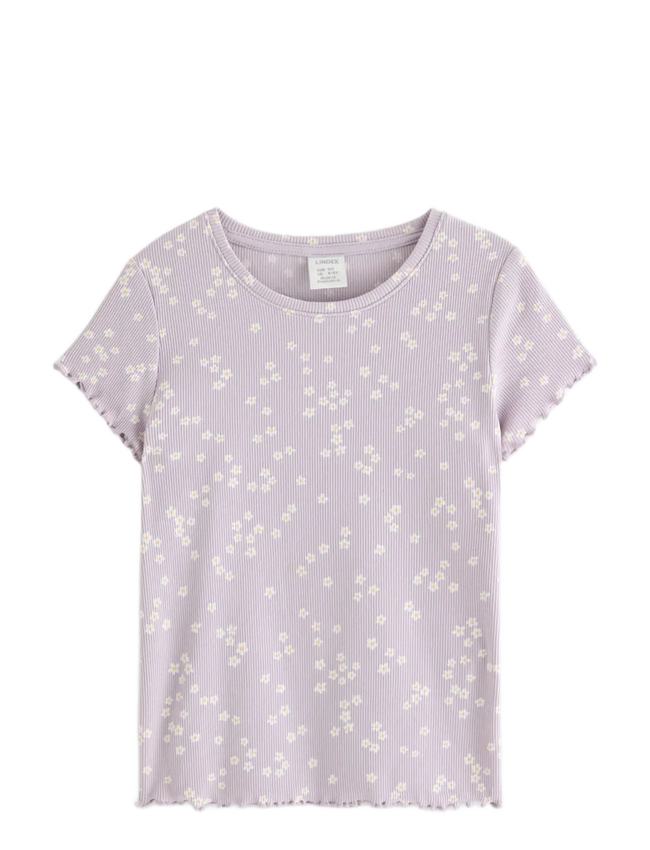 Lindex Ribbed short-sleeved top - Põhitooted - LIGHT DUSTY LILAC / white