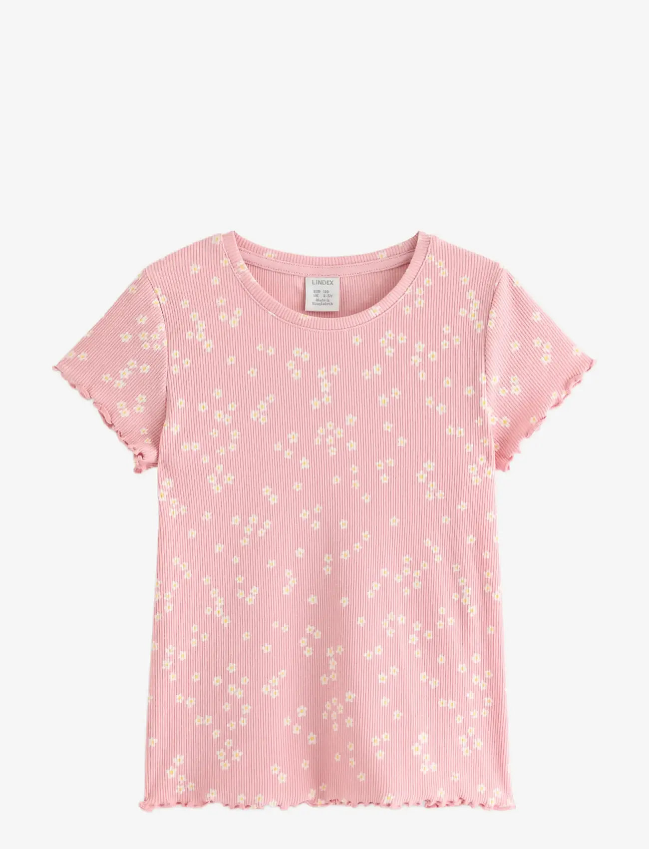 Lindex - Ribbed short-sleeved top - short-sleeved t-shirts - light pink - 1