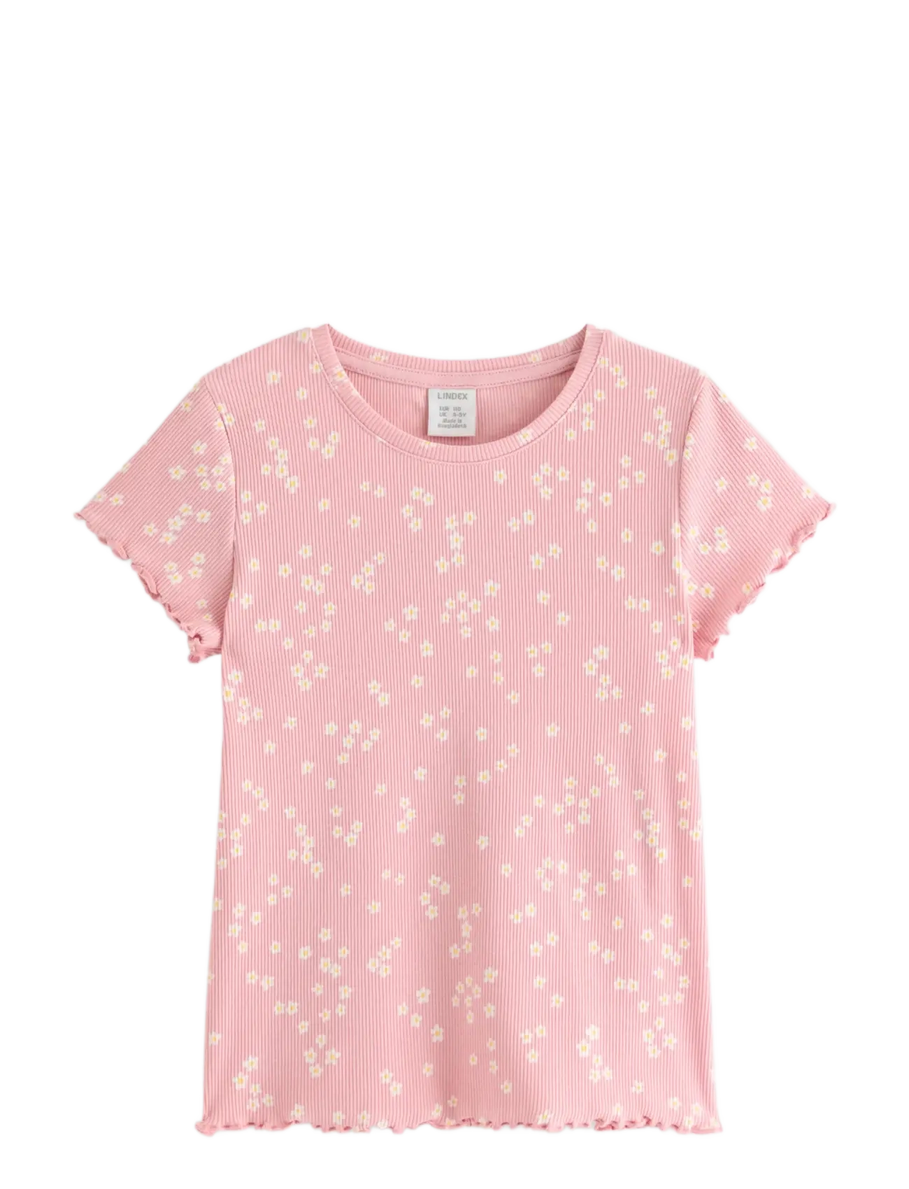 Lindex Ribbed short-sleeved top - Riided - LIGHT PINK / pink/rose