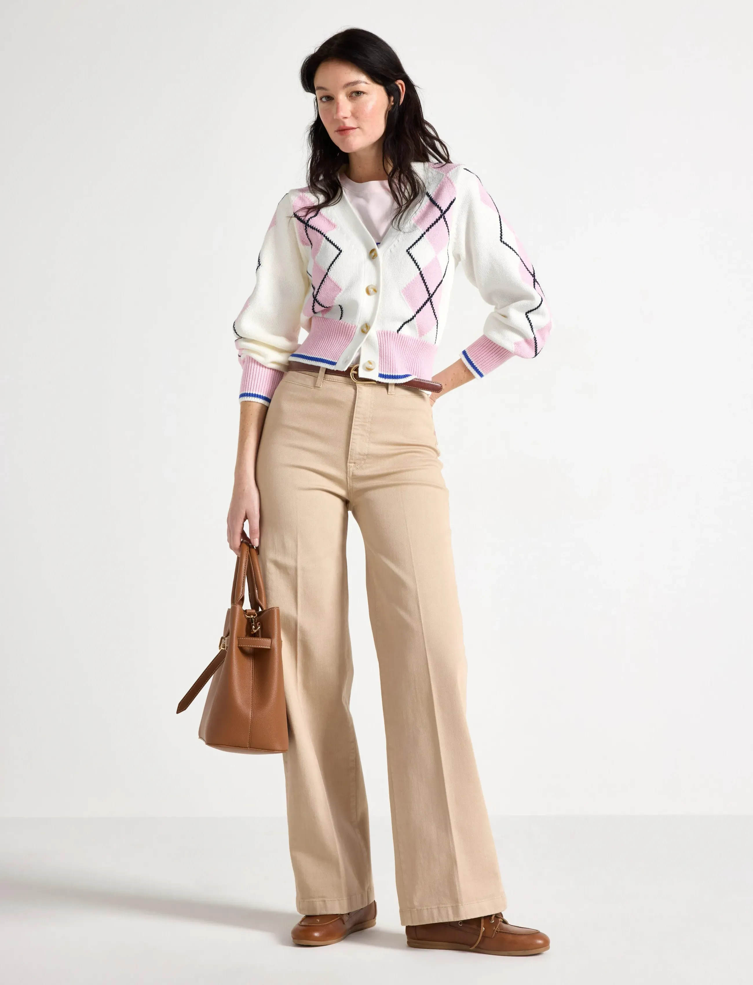 Lindex Wide Trousers, Kvinder, Højtaljede Vide Bukser, Beige, Str: 38