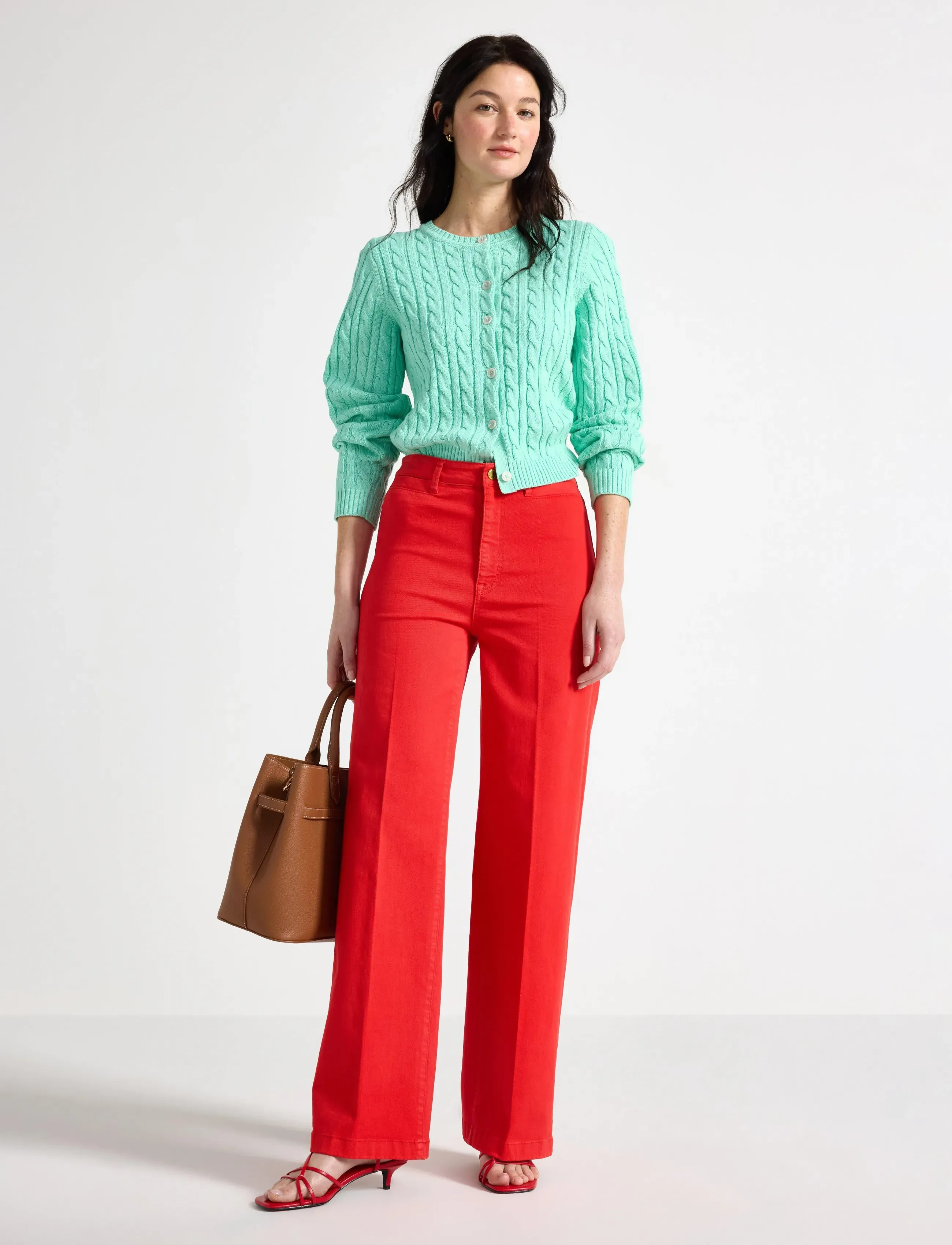 Lindex Wide Trousers, Kvinder, Højtaljede Vide Bukser, Rød, Str: 36