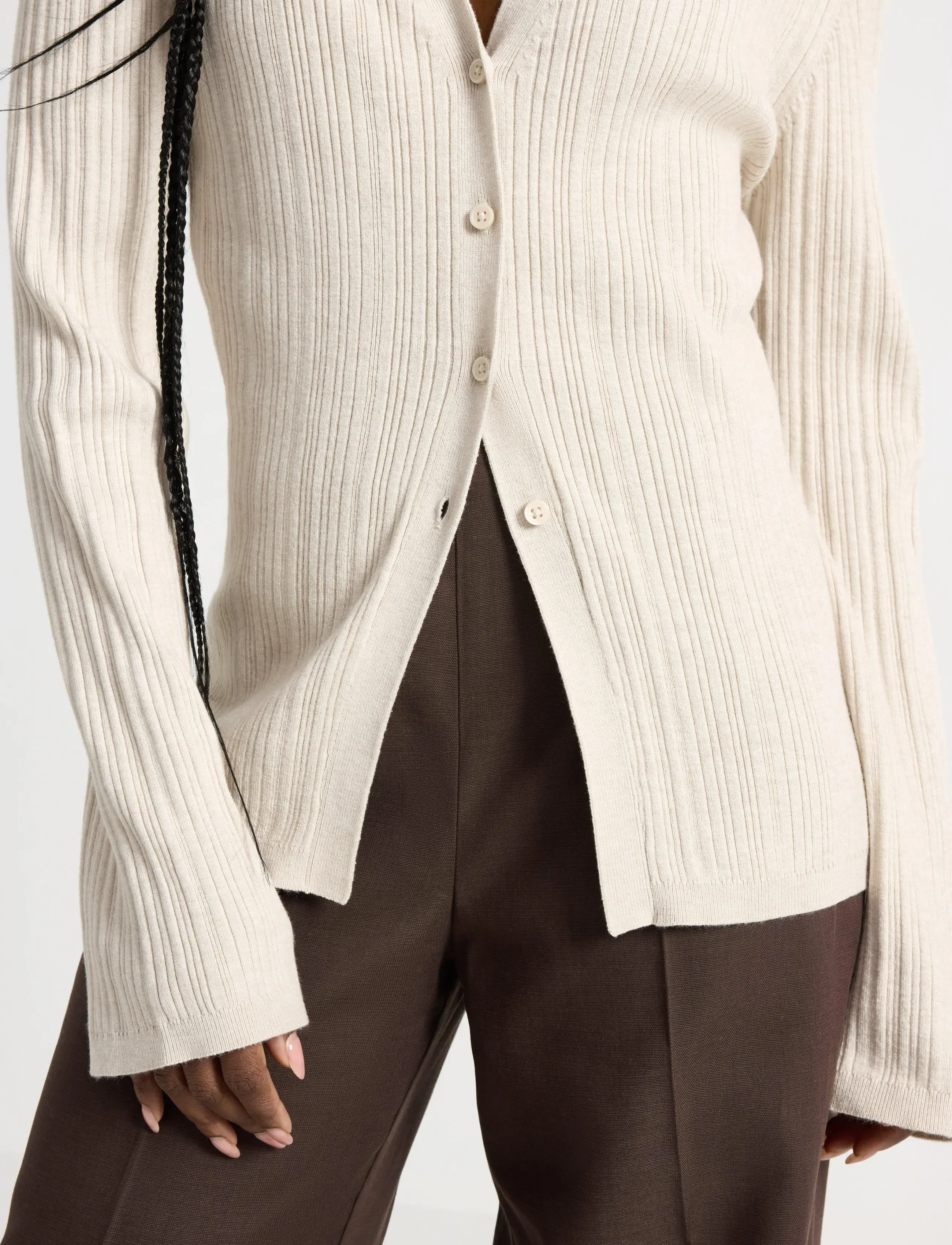 Lindex - Ribbed cardigan - laveste priser - light beige - 4