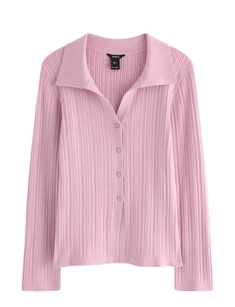 Lindex - Ribbed cardigan - strickjacken - light dusty pink - 1