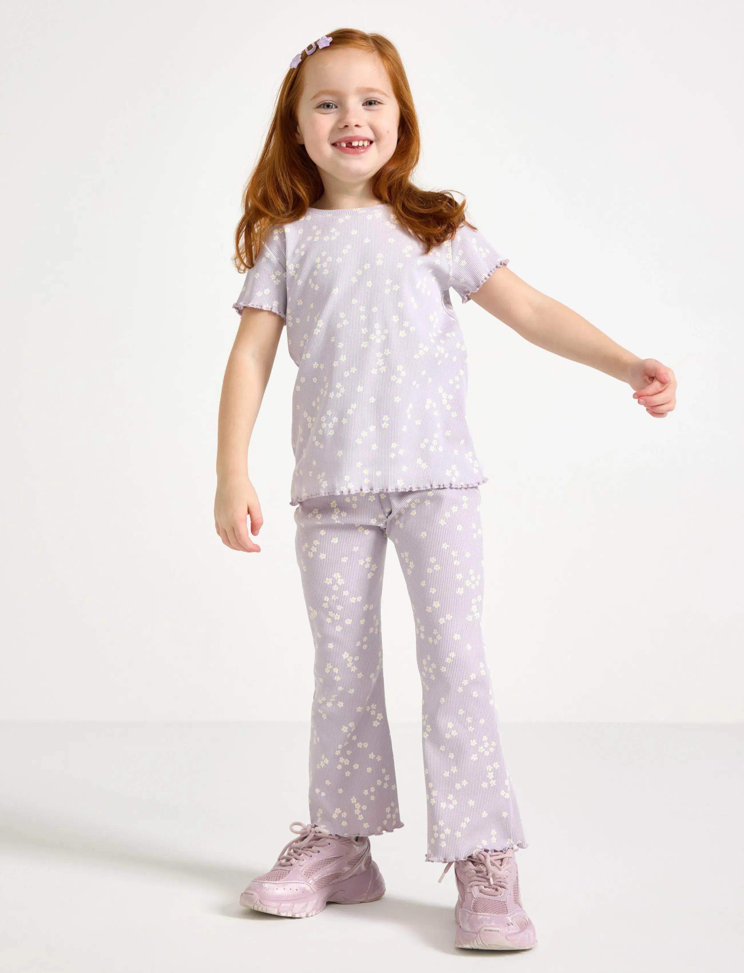 Lindex Ribbed leggings - Leggings - LIGHT DUSTY LILAC / purple