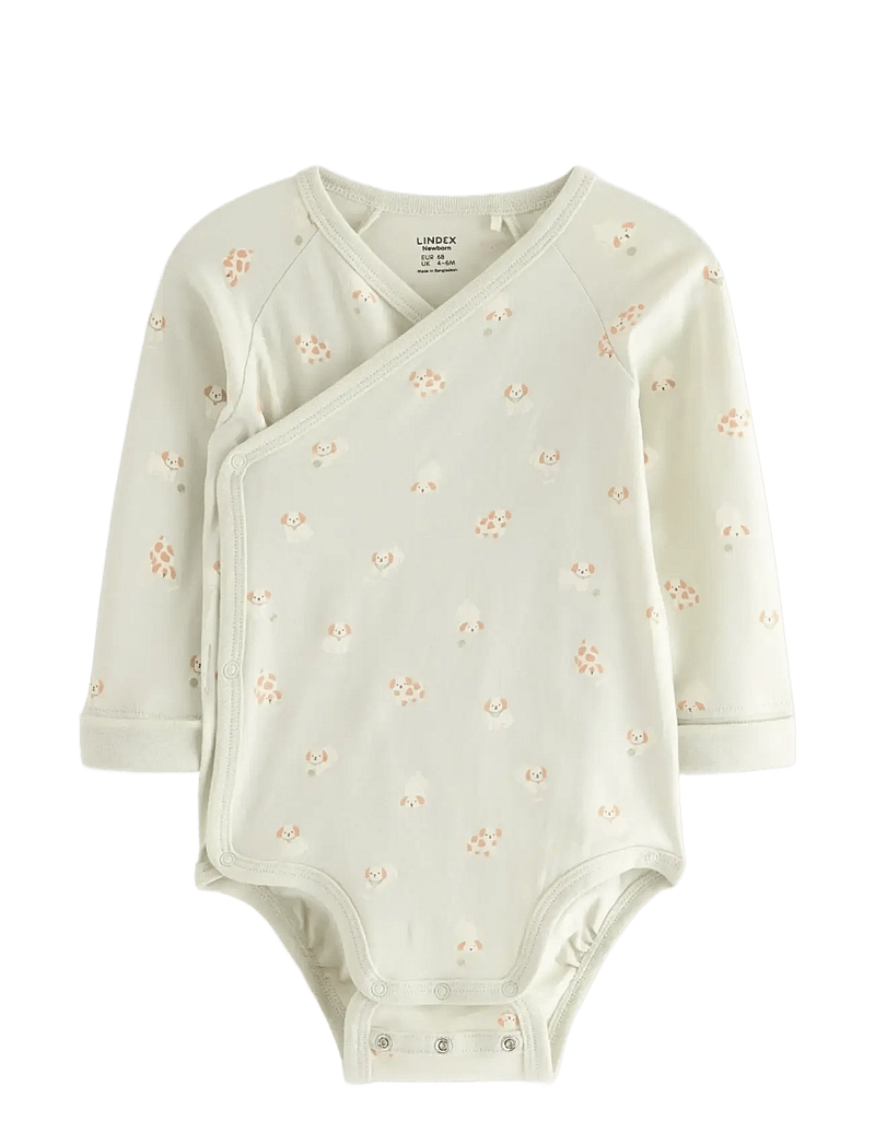 Lindex - Body wrap dog - långärmade bodies - light dusty green - 0