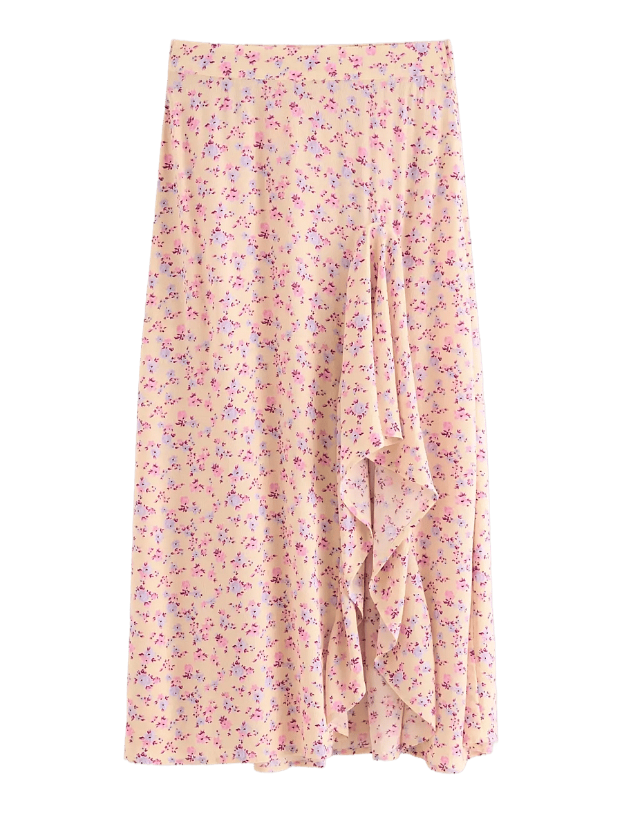 Lindex - Skirt with flounce - midi nederdele - light yellow - 1