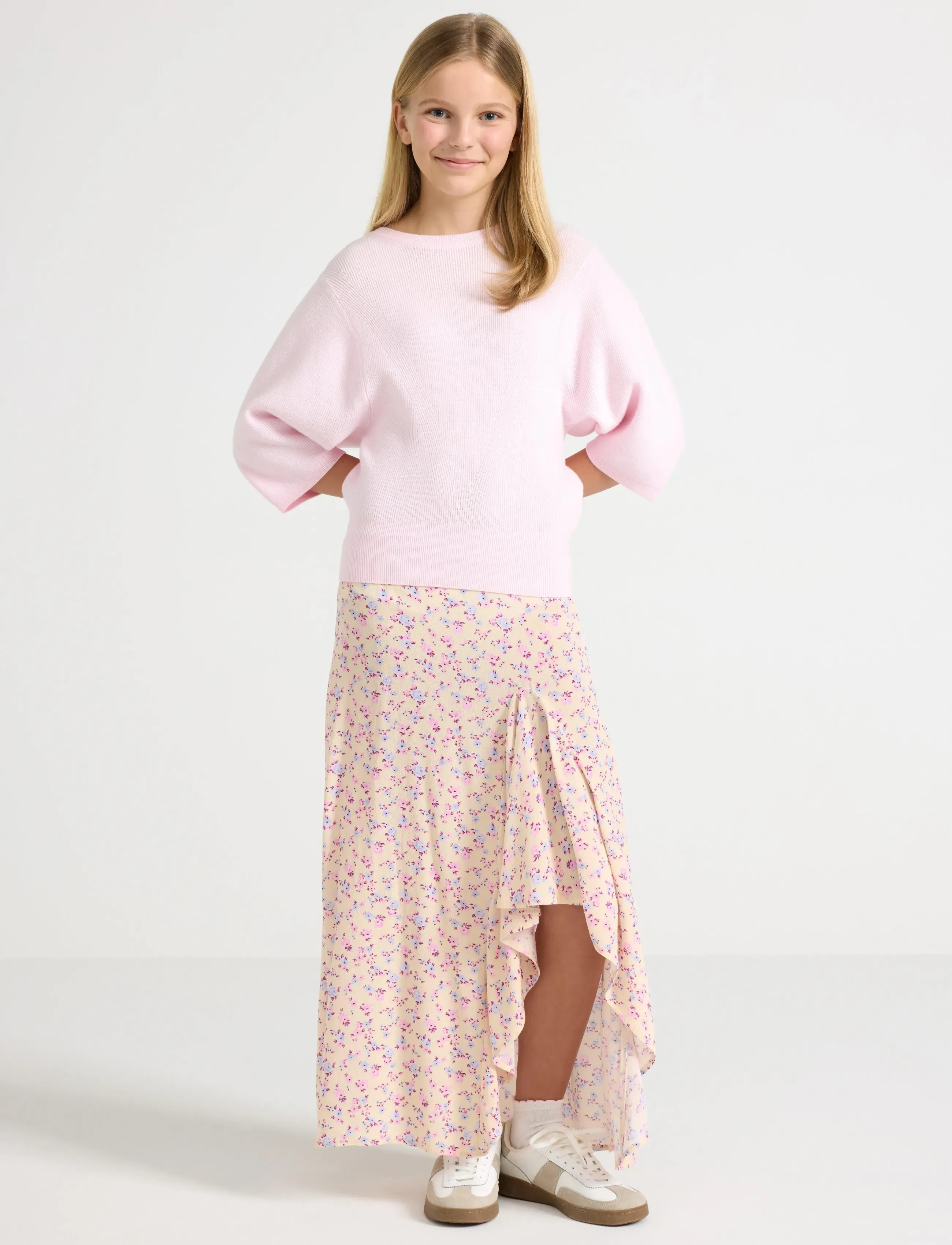 Lindex Skirt with flounce - Röcke - LIGHT YELLOW / multi