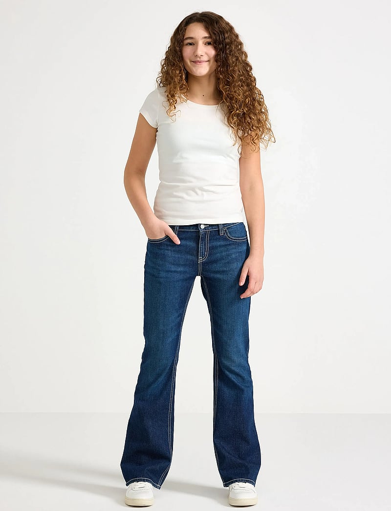 Lindex - Trousers denim Freja pink cont - bootcut jeans - dark denim - 0