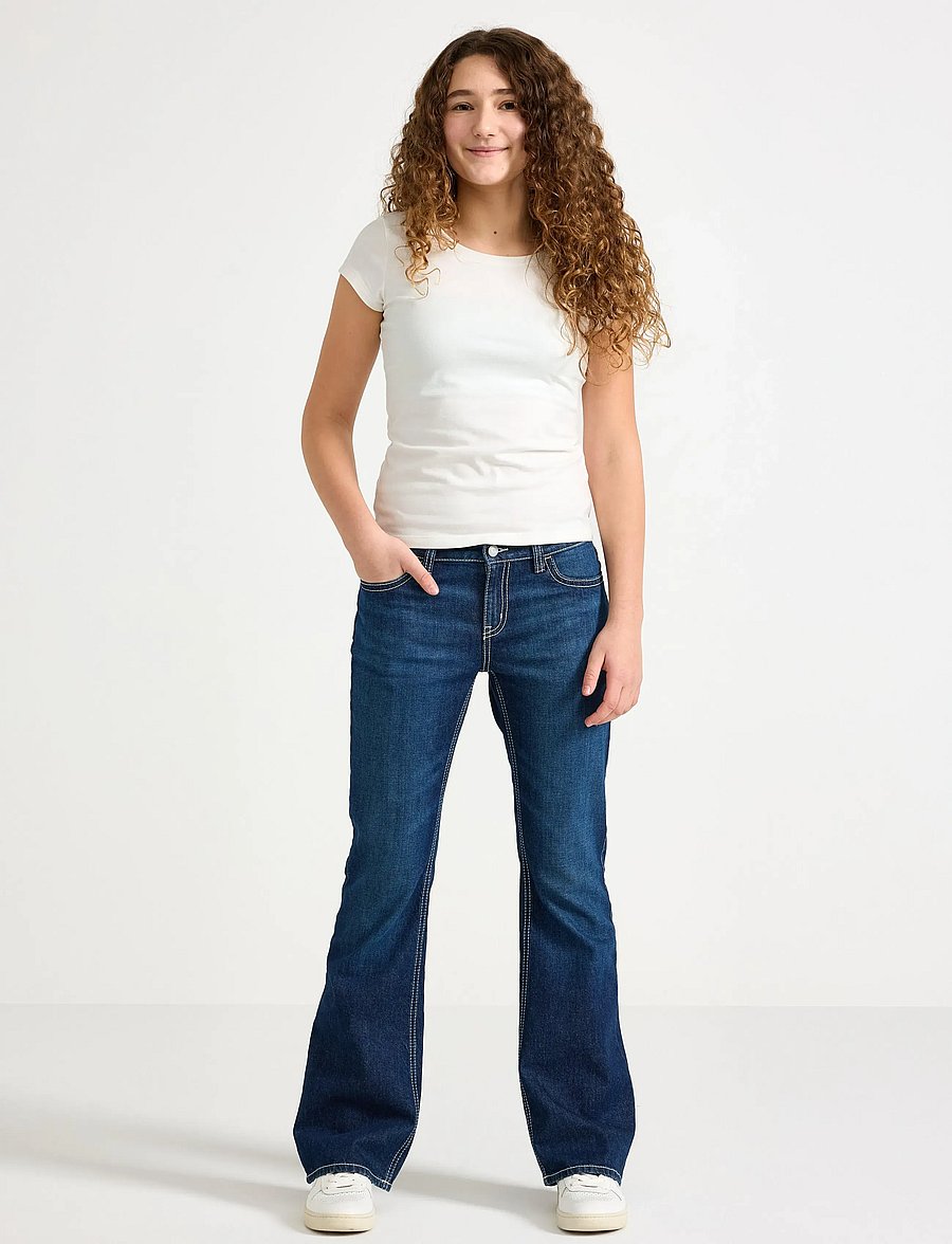 Lindex - Trousers denim Freja pink cont - dżinsy typu bootcut - dark denim - 0