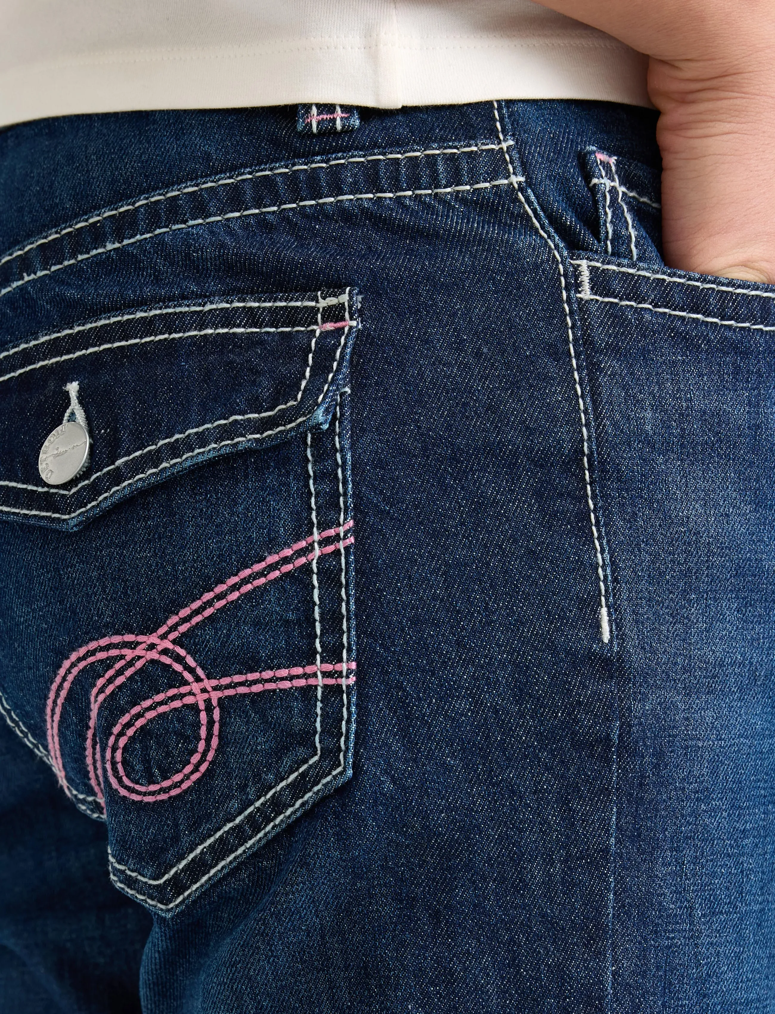 Lindex - Trousers denim Freja pink cont - alt laienevad teksad - dark denim - 4