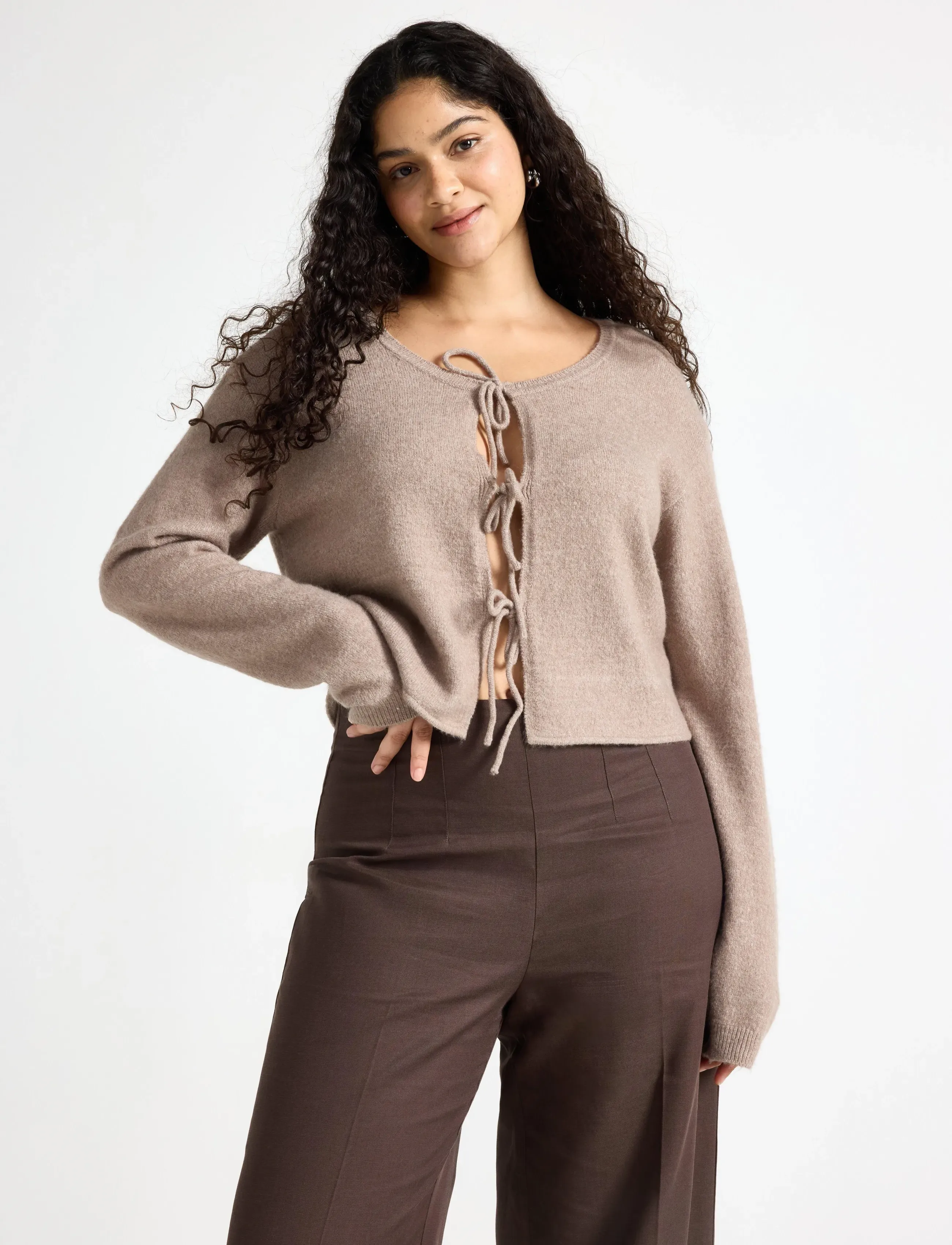 Lindex Knitted Cardigan, S, Beige, Strik > Cardigans, Dame