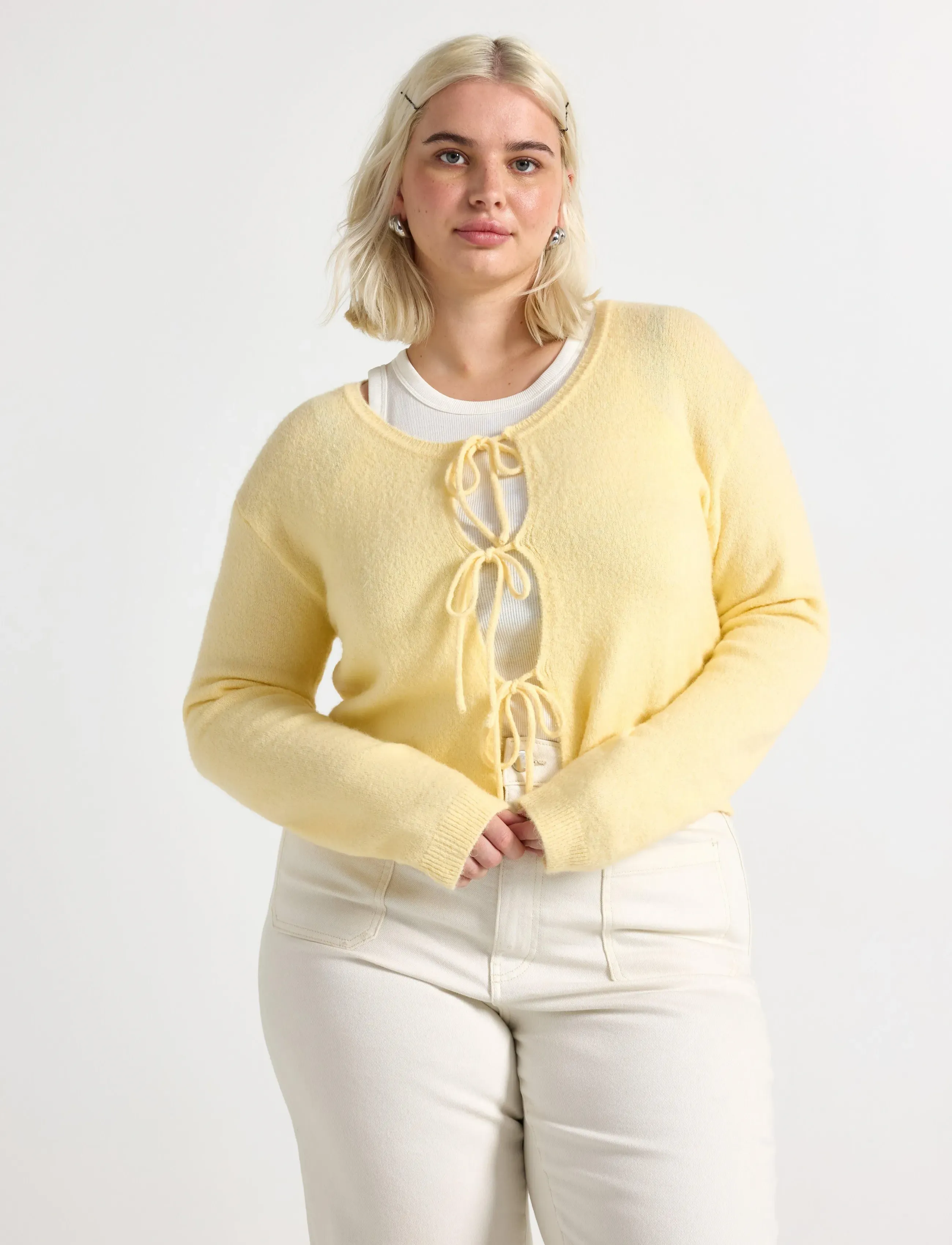 Lindex Knitted Cardigan, L, Knitwear, Gelb - Cardigans, Frauen