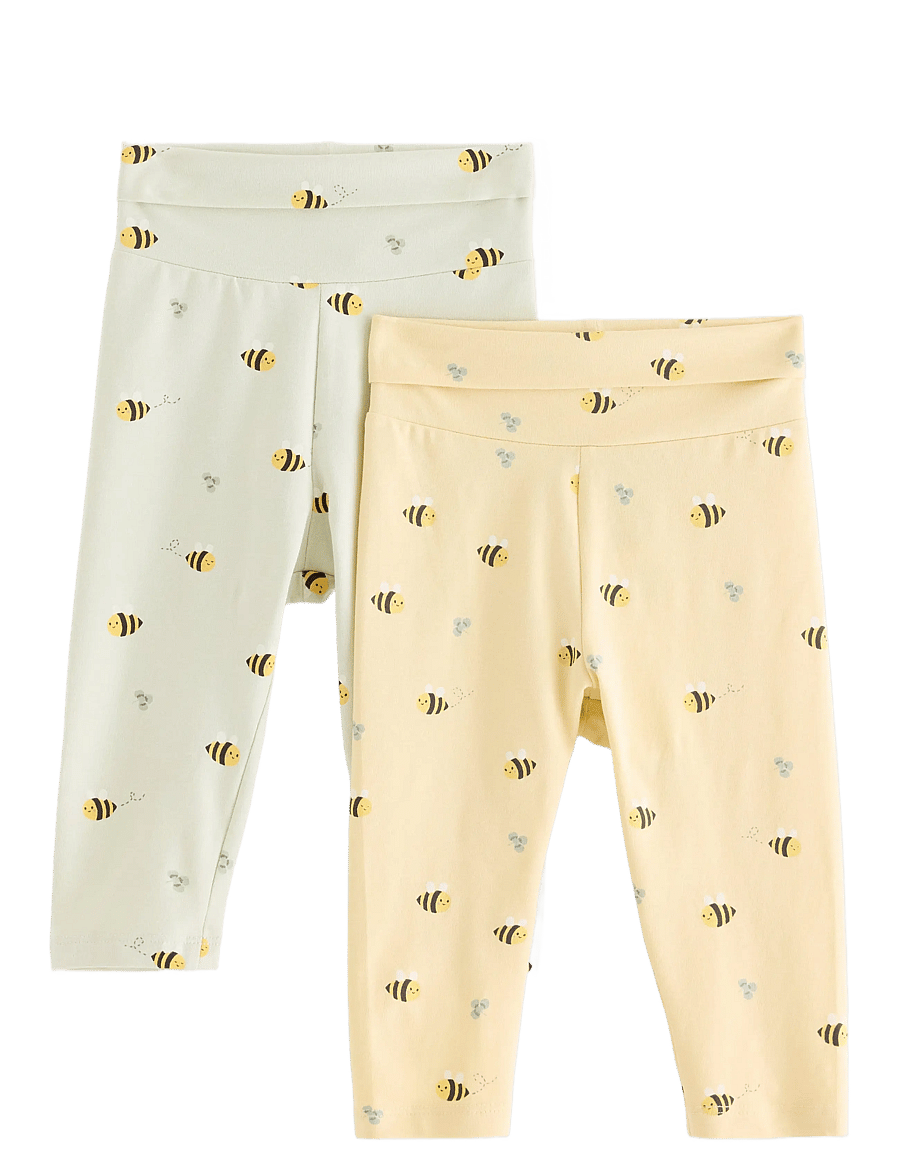Lindex - Leggings 2 pack aop - leggings - light dusty yellow - 0