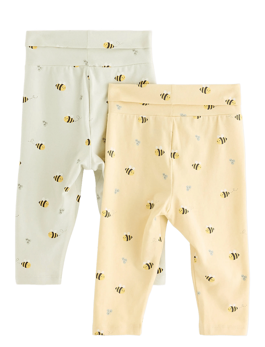 Lindex - Leggings 2 pack aop - leggings - light dusty yellow - 1