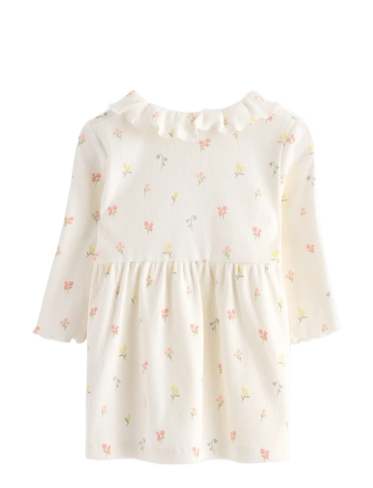 Lindex - Dress frilled collar in rib - langærmede babykjoler - light dusty white - 1