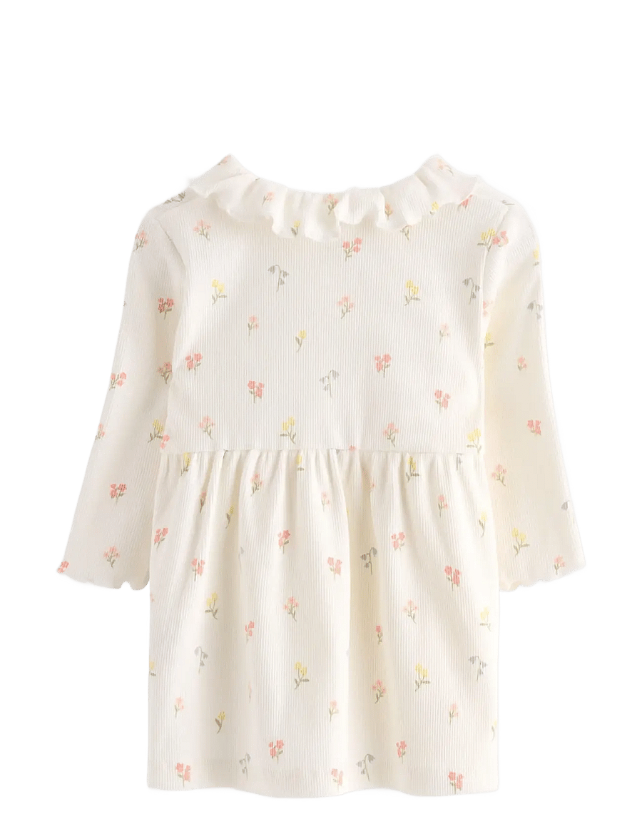 Lindex - Dress frilled collar in rib - langärmelige babykleider - light dusty white - 1