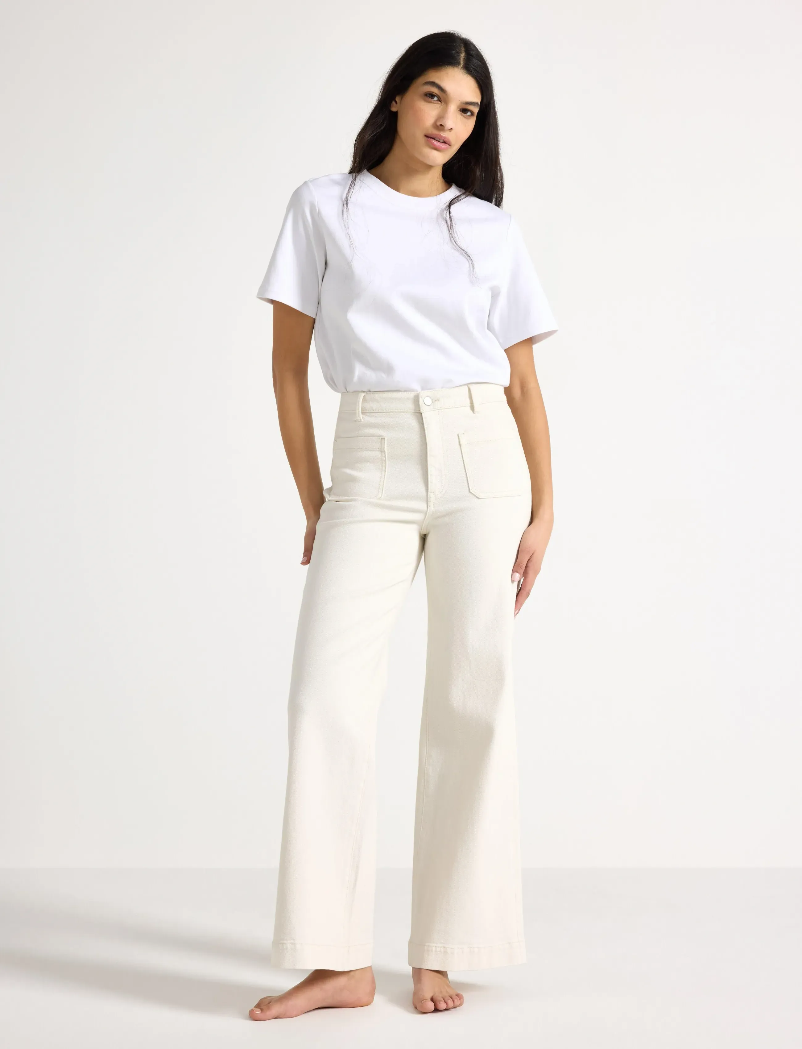 Lindex WIDE Paula jeans with high waist - Starpsezonas stils - LIGHT WHITE / cream
