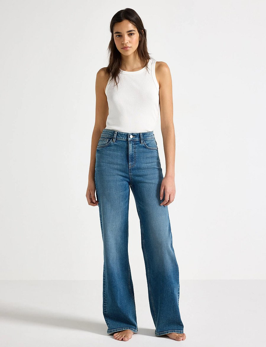 Lindex - STRAIGHT jeans with light stretch - suorat farkut - denim - 0