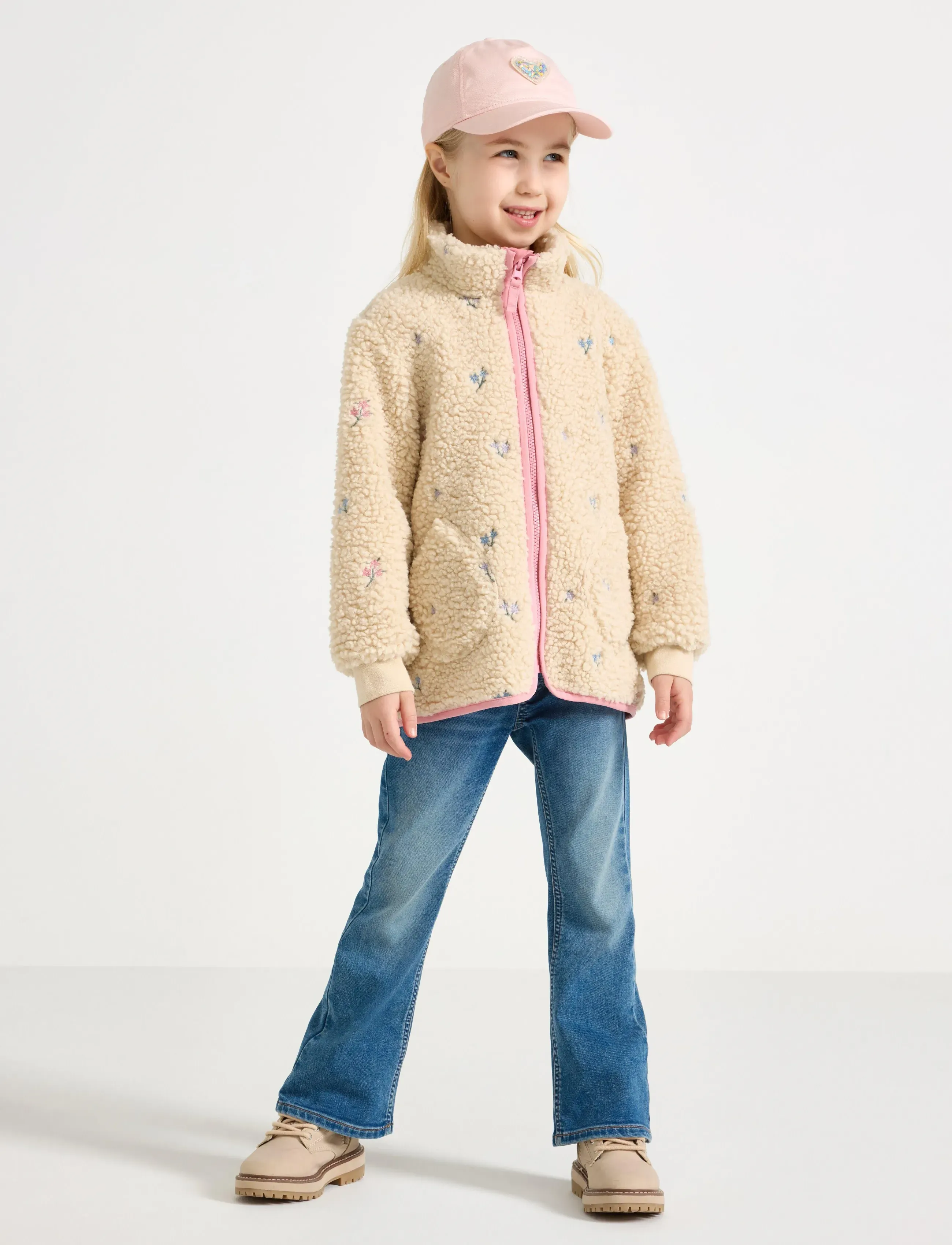 Lindex - Jacket pile w embroidery - fliisjakid - light beige - 0