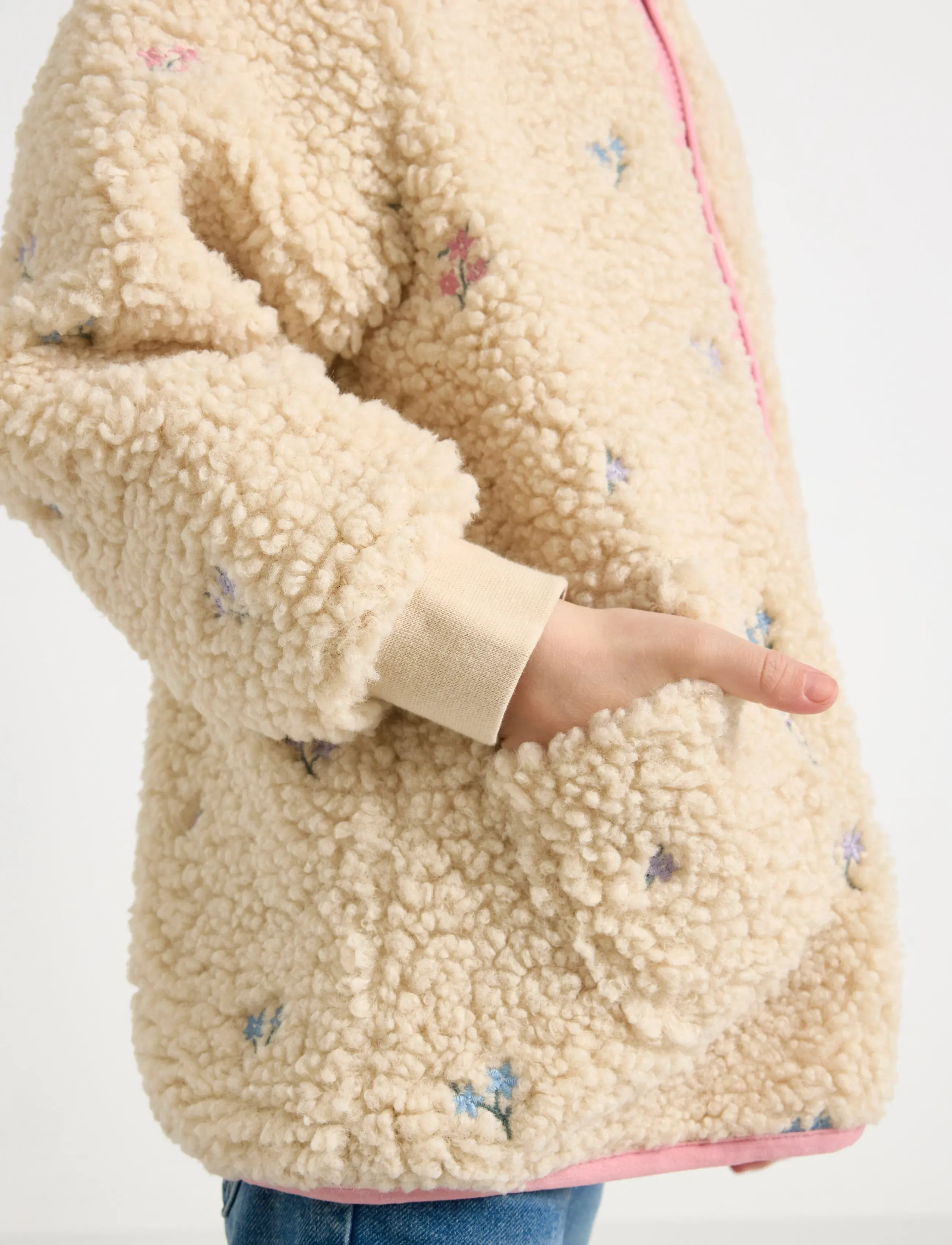Lindex - Jacket pile w embroidery - fliisjakid - light beige - 4