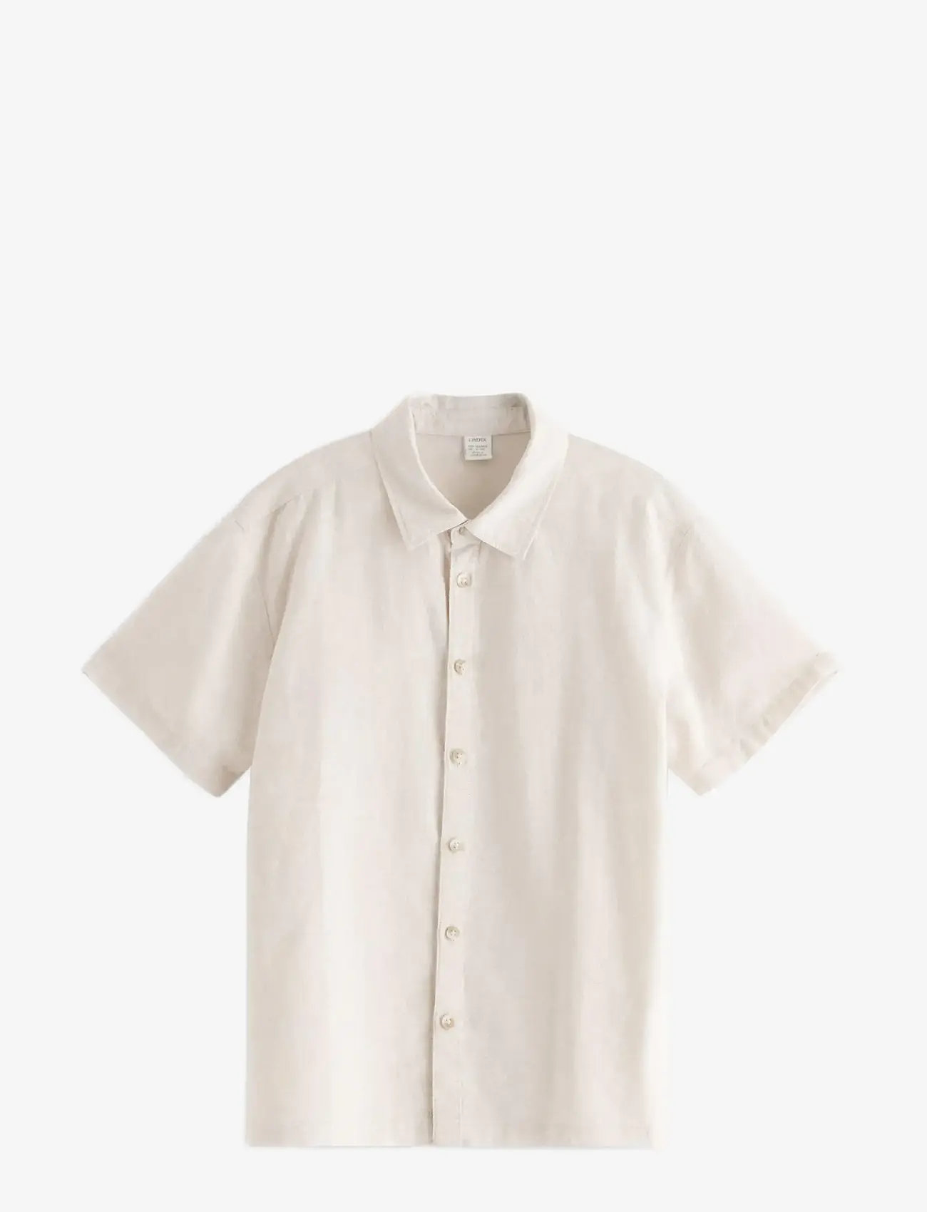 Lindex - Shirt in linen blend - kortærmede skjorter - light grey - 1
