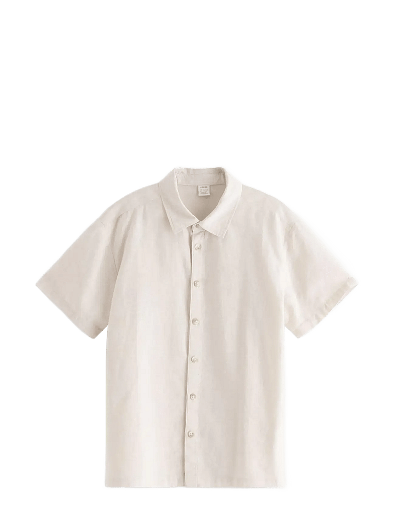 Lindex - Shirt in linen blend - lühikeste varrukatega särgid - light grey - 1