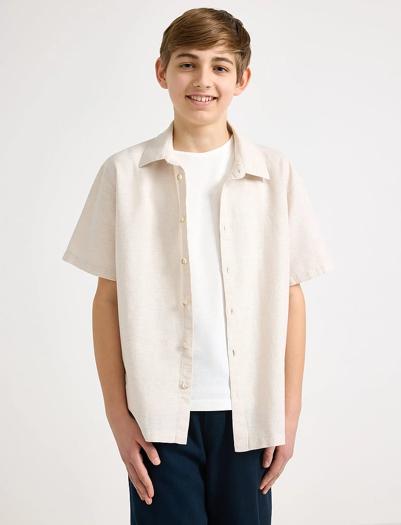 Lindex - Shirt in linen blend - lühikeste varrukatega särgid - light grey - 0