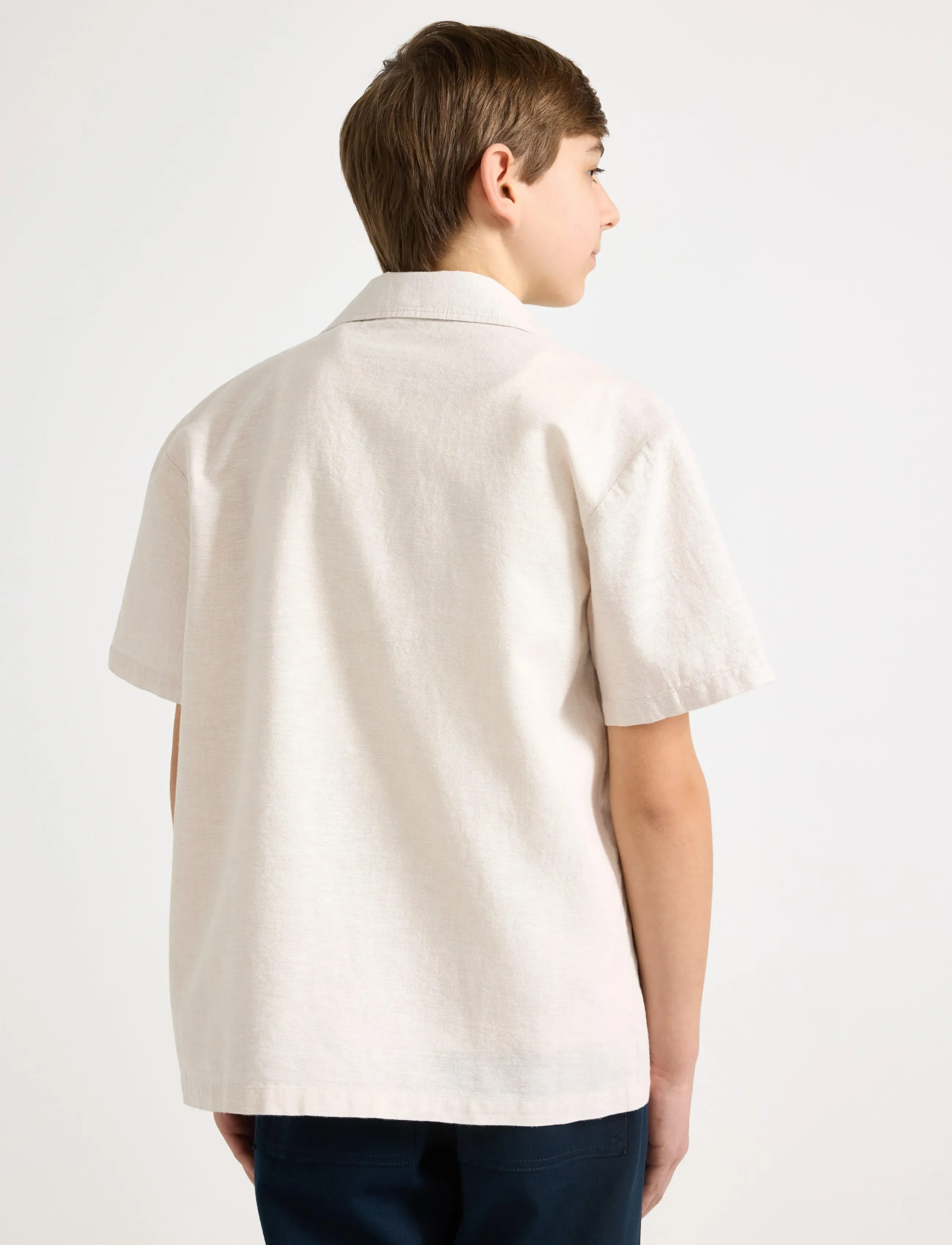 Lindex - Shirt in linen blend - marškiniai trumpomis rankovėmis - light grey - 3