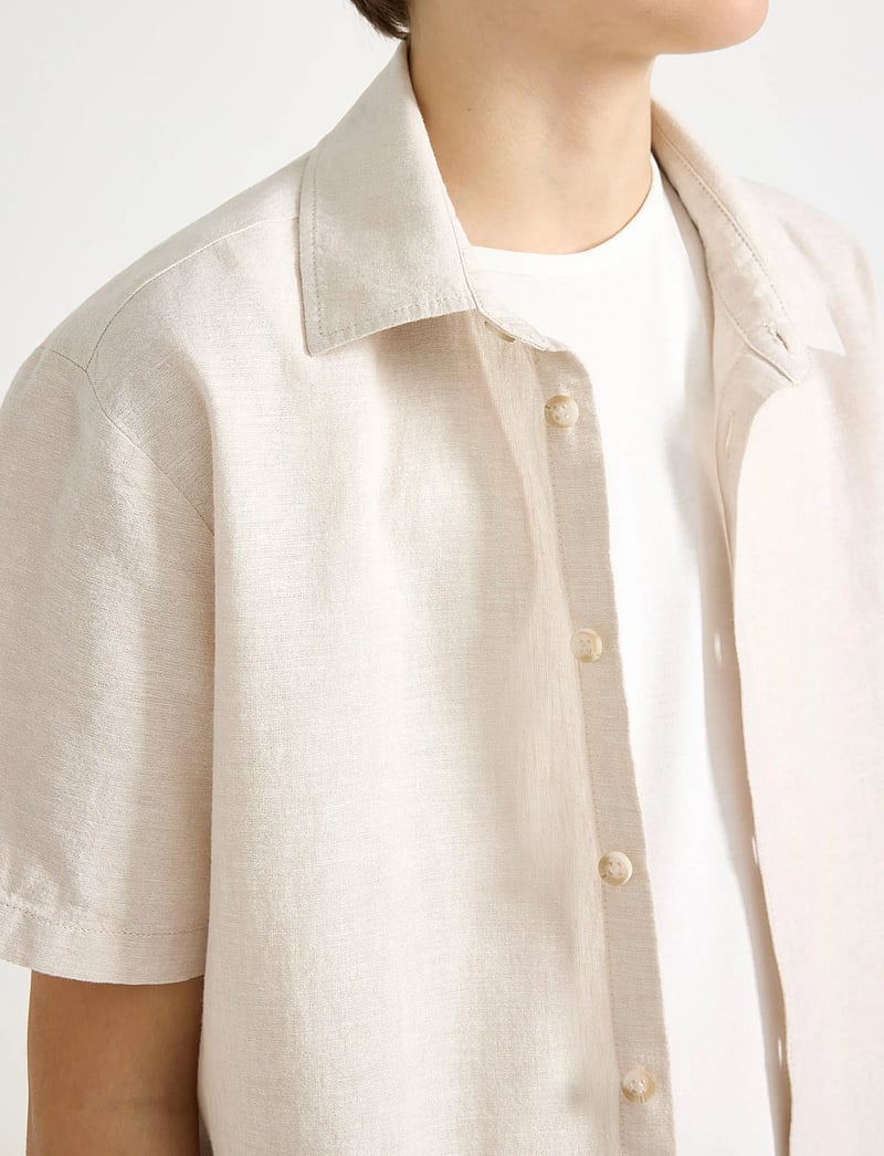 Lindex - Shirt in linen blend - lühikeste varrukatega särgid - light grey - 4