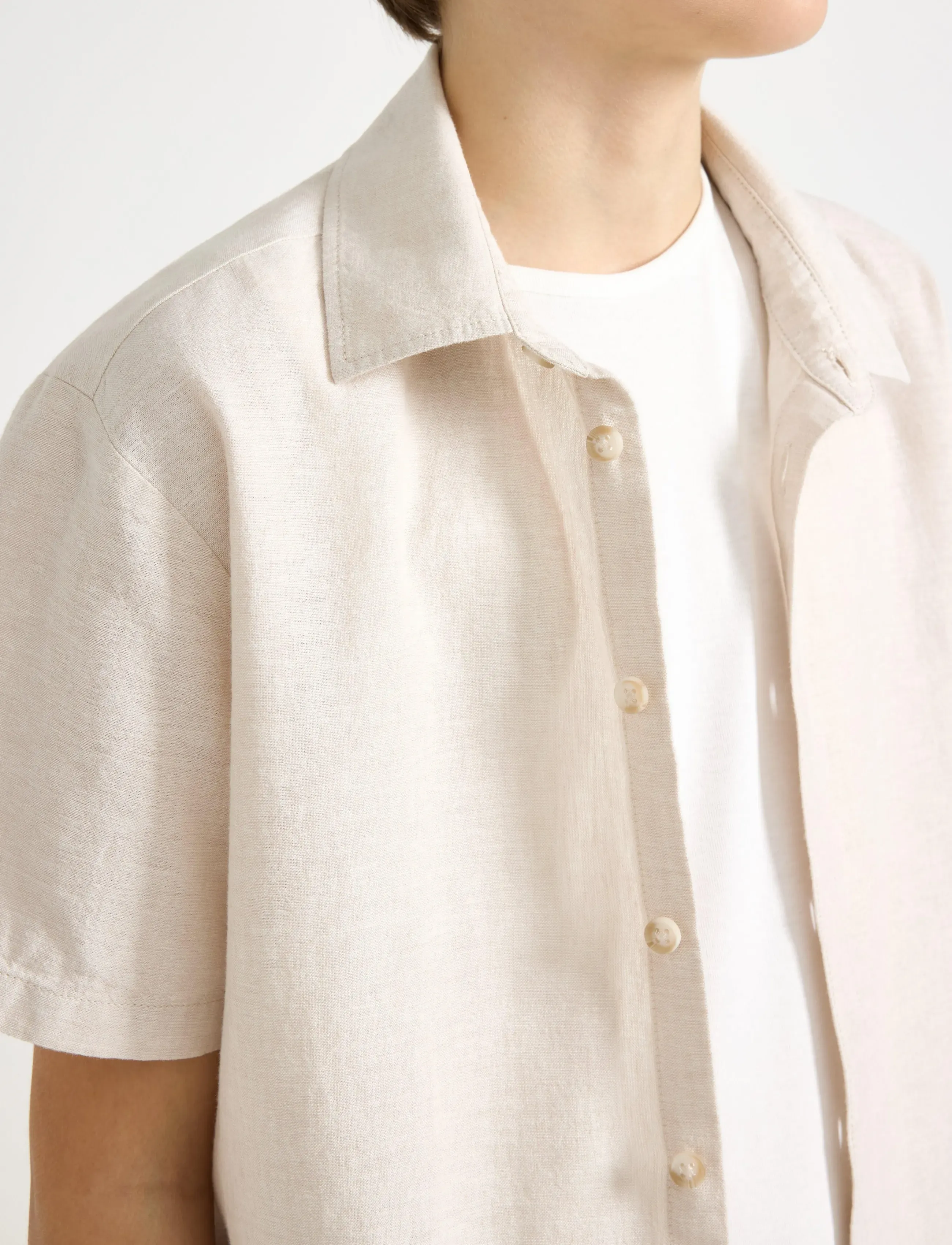 Lindex - Shirt in linen blend - marškiniai trumpomis rankovėmis - light grey - 4
