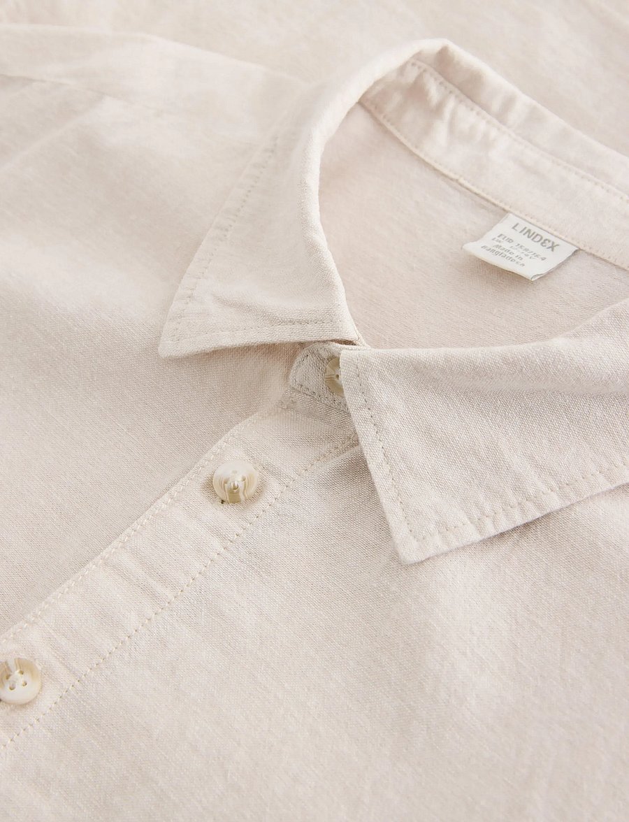 Lindex - Shirt in linen blend - lühikeste varrukatega särgid - light grey - 5