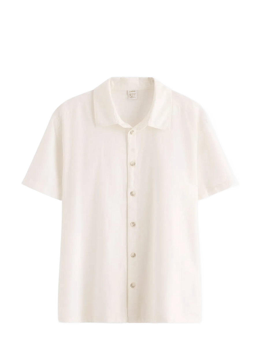 Lindex - Shirt in linen blend - lühikeste varrukatega särgid - off white - 1