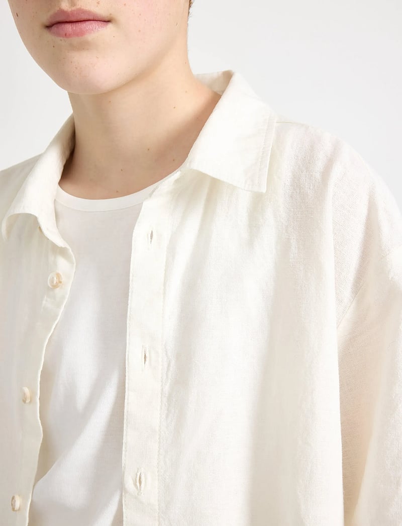 Lindex - Shirt in linen blend - lühikeste varrukatega särgid - off white - 4