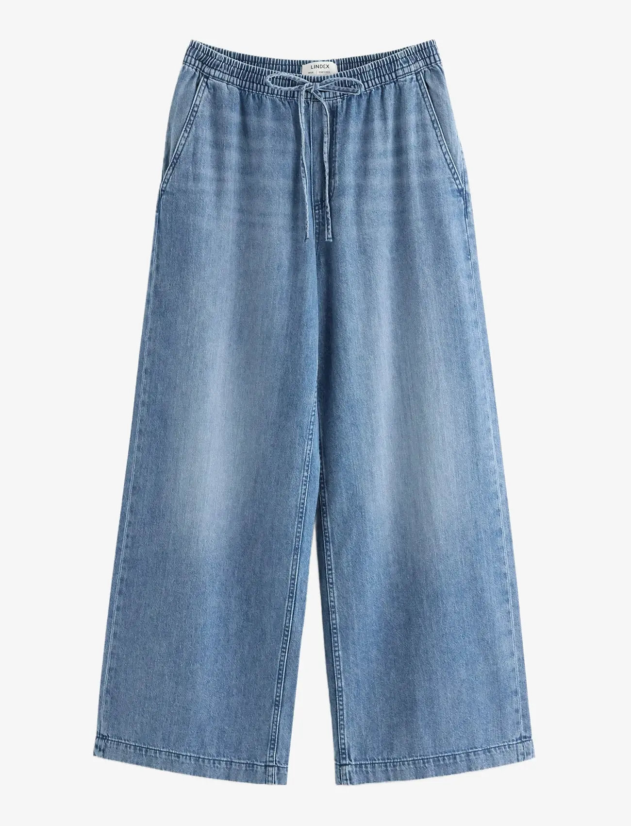 Lindex - WIDE denim trousers with elastic waist - wide leg jeans - denim blue - 1