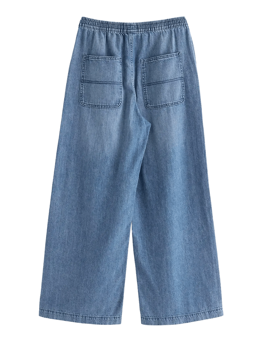 Lindex - WIDE denim trousers with elastic waist - wide leg jeans - denim blue - 2