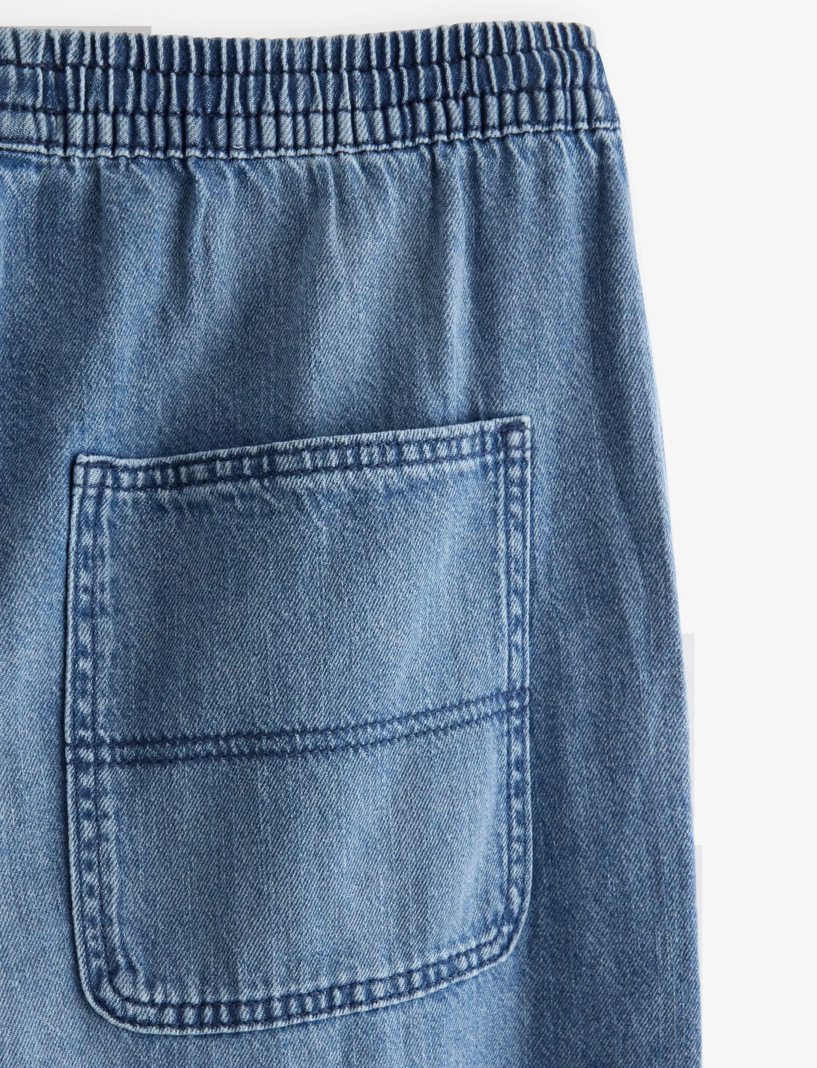Lindex - WIDE denim trousers with elastic waist - wide leg jeans - denim blue - 5
