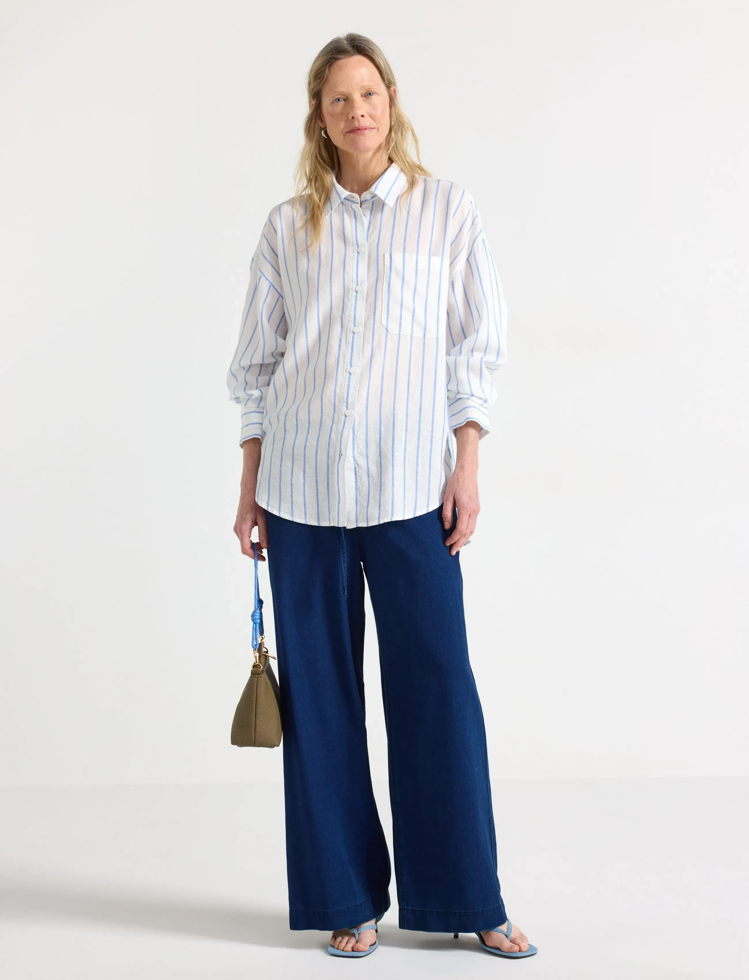 Lindex Wide Trousers, Kvinder, Vide Ben Snørebukser, Navy, Str: XS